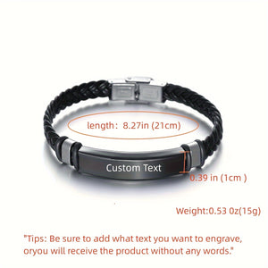 1pc Custom Men's Simple Twist Braided Bangle, Stainless Steel Bracelet, Can Be Engraved With LOGO Name Date Birthday Gift, Holiday Gift