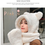 Winter Novelty Beanies Caps Warm Bear Ear Hat Plush Hat Scarf