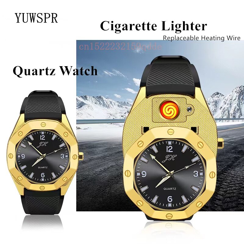 Mens Cigarette Lighter Watch Creative Flameless USB Charging