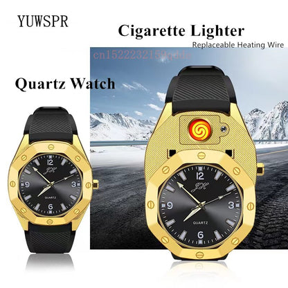 Mens Cigarette Lighter Watch Creative Flameless USB Charging