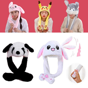 Cartoon Animal Hat Plush Beanies Moving Bunny Ears Hat