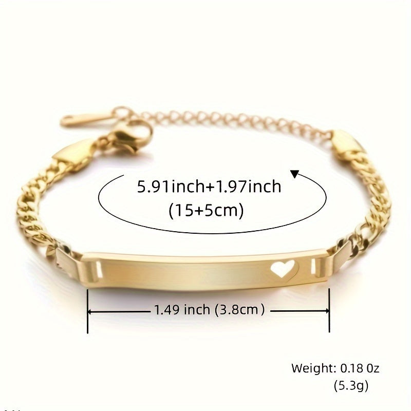 Customized Glossy Bracelet Female Stainless Steel Personality Laser Lettering Commemorative Gift (Customied Only English Language)