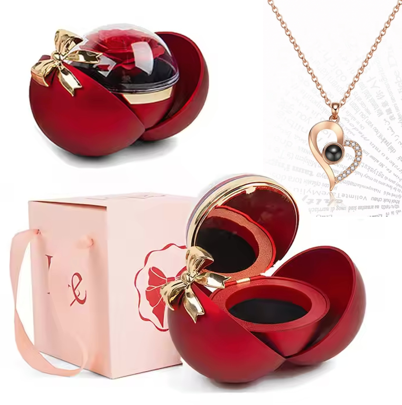 🌟 "I Love You" Necklace & Eternal Rose 🌹 - Lux Sphere Gift 💖