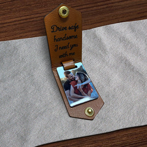 Personalized Photo Keyring in Leather Case