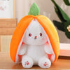 35cm Creative Funny Doll Carrot Rabbit Plush Toy Stuffed Soft Bunny Hiding in Strawberry Bag Toys for Kids Girls