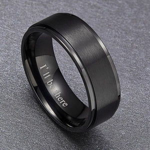 Promise Rings - 8mm I'll Be There Black Titanium Mens Ring