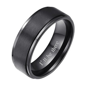 Promise Rings - 8mm I'll Be There Black Titanium Mens Ring