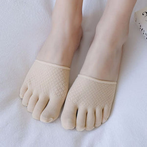 Women Socks Sponge Silicone Anti-slip Lining Open Toe Heelless Liner Sock Invisible Forefoot Cushion