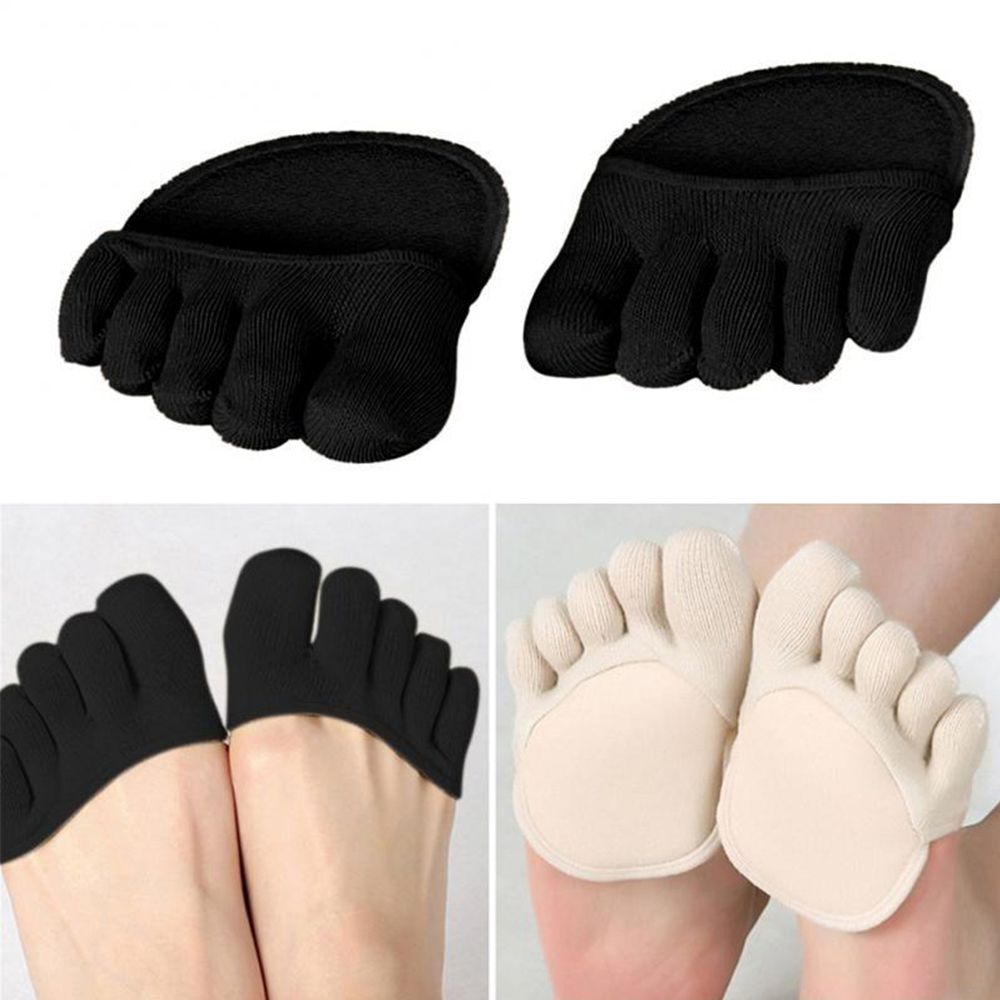 Women Socks Sponge Silicone Anti-slip Lining Open Toe Heelless Liner Sock Invisible Forefoot Cushion