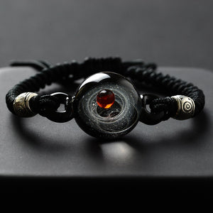 Universe Planets Glass Bead Bangles Bracelets Galaxy Fashion Jewelry