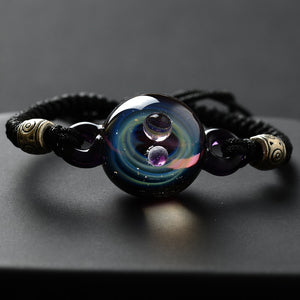 Universe Planets Glass Bead Bangles Bracelets Galaxy Fashion Jewelry