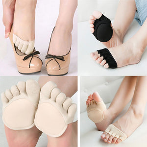 Women Socks Sponge Silicone Anti-slip Lining Open Toe Heelless Liner Sock Invisible Forefoot Cushion