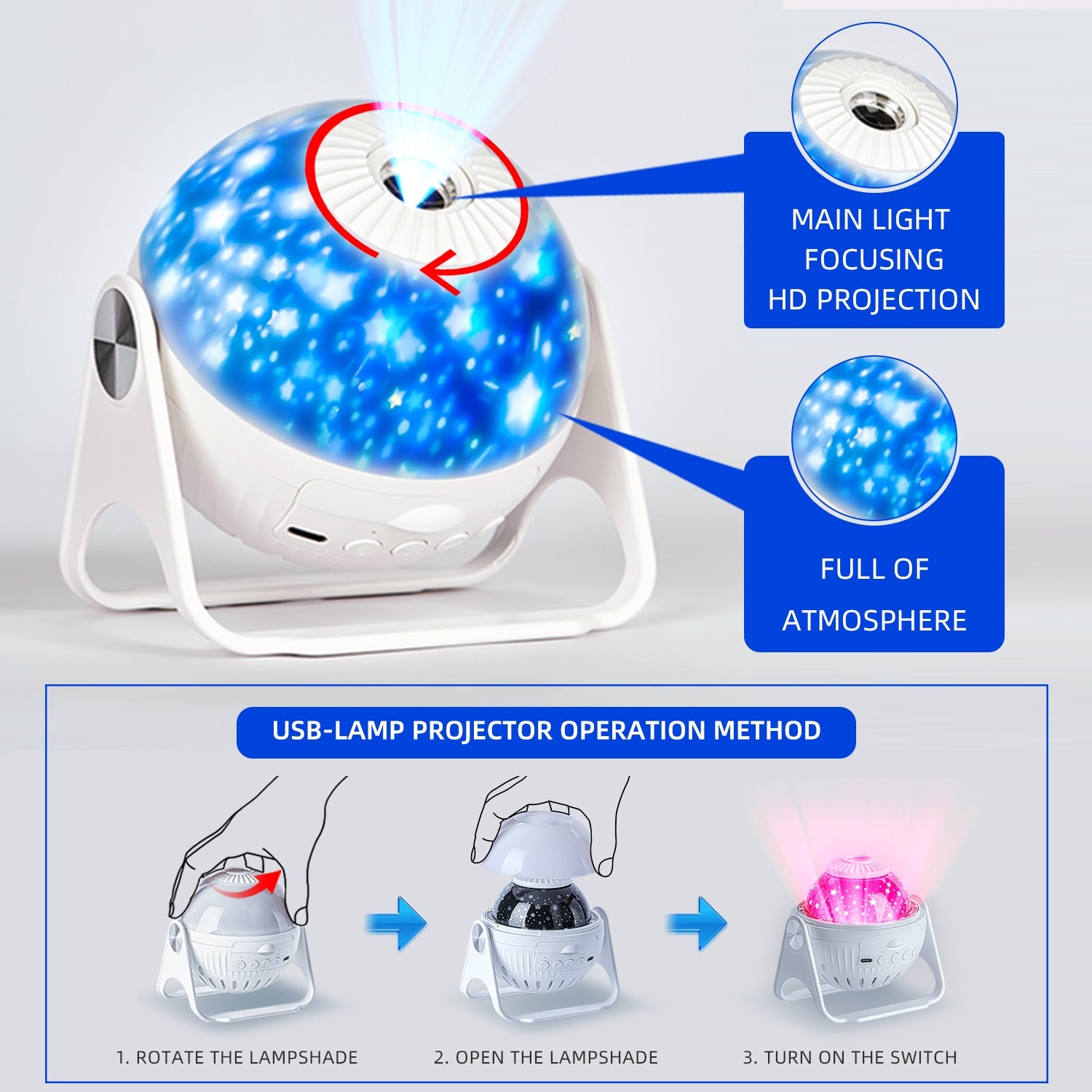 LED Star Projector Night Light 6 in 1 Planetarium