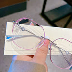 Woman's Eyeglasses Myopia Rimless Glasses Purple Frame