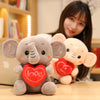 1pc Cute Soft Elephant Plush Toy Holding LOVE Heart Stuffed Toys
