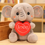 1pc Cute Soft Elephant Plush Toy Holding LOVE Heart Stuffed Toys