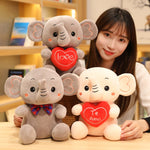 1pc Cute Soft Elephant Plush Toy Holding LOVE Heart Stuffed Toys