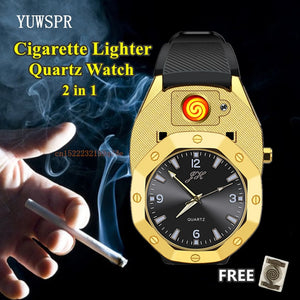 Mens Cigarette Lighter Watch Creative Flameless USB Charging