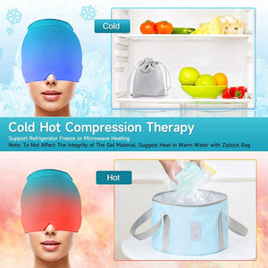 Form Fitting Gel Ice Headache Migraine Relief Hat Cold Compress Therapy Cap