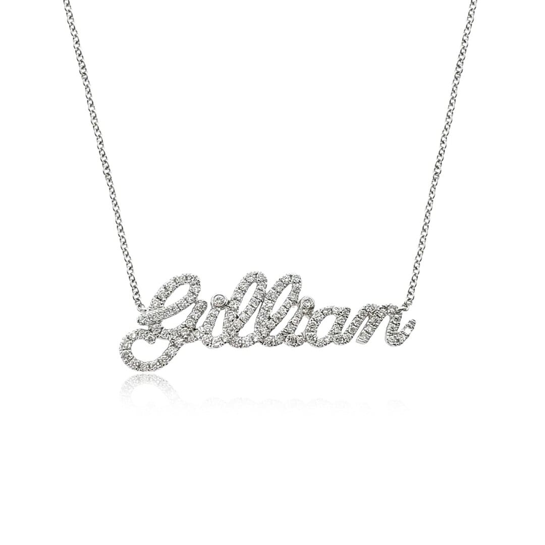 Christmas Gift Personalized Shiny Diamond Name Necklace Silver / Cursive Sparkling Necklace MelodyNecklace