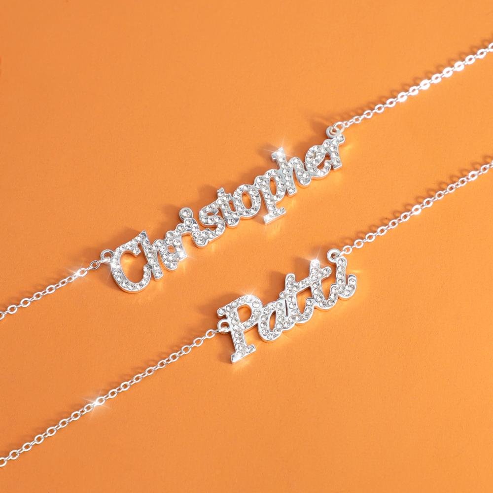 Christmas Gift Personalized Shiny Diamond Name Necklace Sparkling Necklace MelodyNecklace