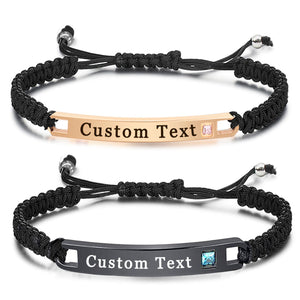 Engraved Matching Bracelets for Couples, Custom His and Hers Bracelets