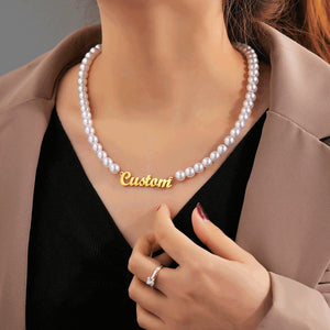 Name Necklace Pearl Chain