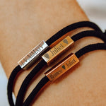 Custom Engraved Magnetic Couple Bracelets - 2 x Black - Bracelets - Rose-Gold + Silver