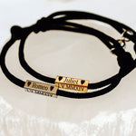 Custom Engraved Magnetic Couple Bracelets - 2 x Black - Bracelets - Rose-Gold + Silver