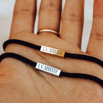 Custom Engraved Magnetic Couple Bracelets - 2 x Black - Bracelets - Rose-Gold + Silver