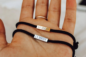 Custom Engraved Magnetic Couple Bracelets - 2 x Black - Bracelets - Rose-Gold + Silver