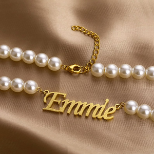 Custom Pearl Name Necklace