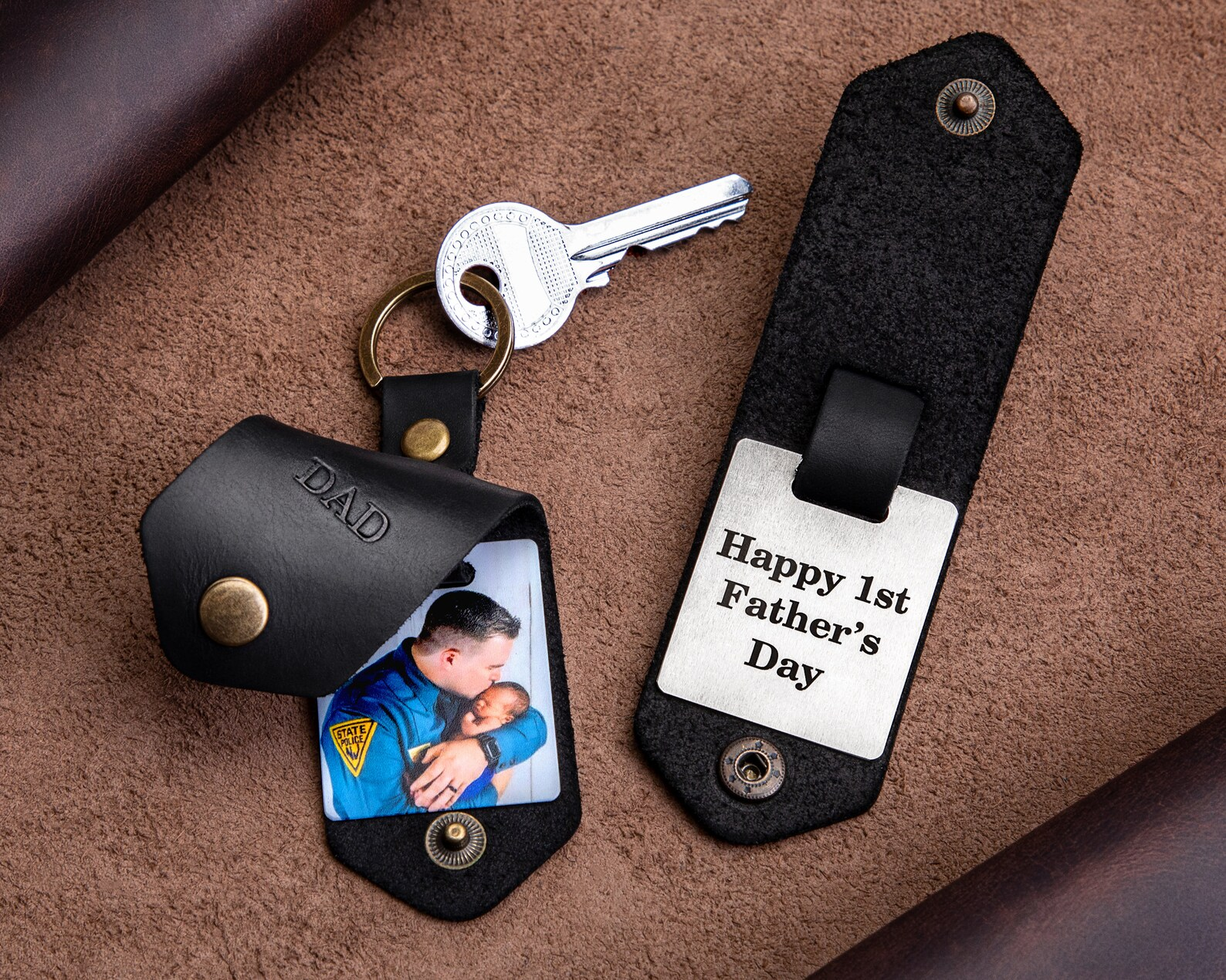 Personalized Photo Leather Keychain