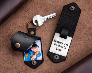 Personalized Photo Leather Keychain