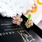 Pink Crystal Flower Stud Earrings,Crystal Stud Earrings