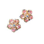 Pink Crystal Flower Stud Earrings,Crystal Stud Earrings