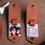 Personalized Leather Keychain With Picture and Calendar