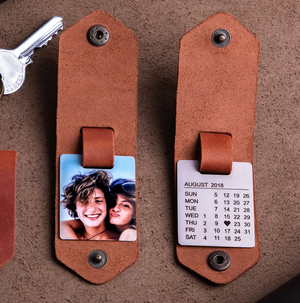 Personalized Leather Keychain With Picture and Calendar