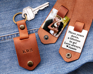 Personalized Photo Leather Keychain