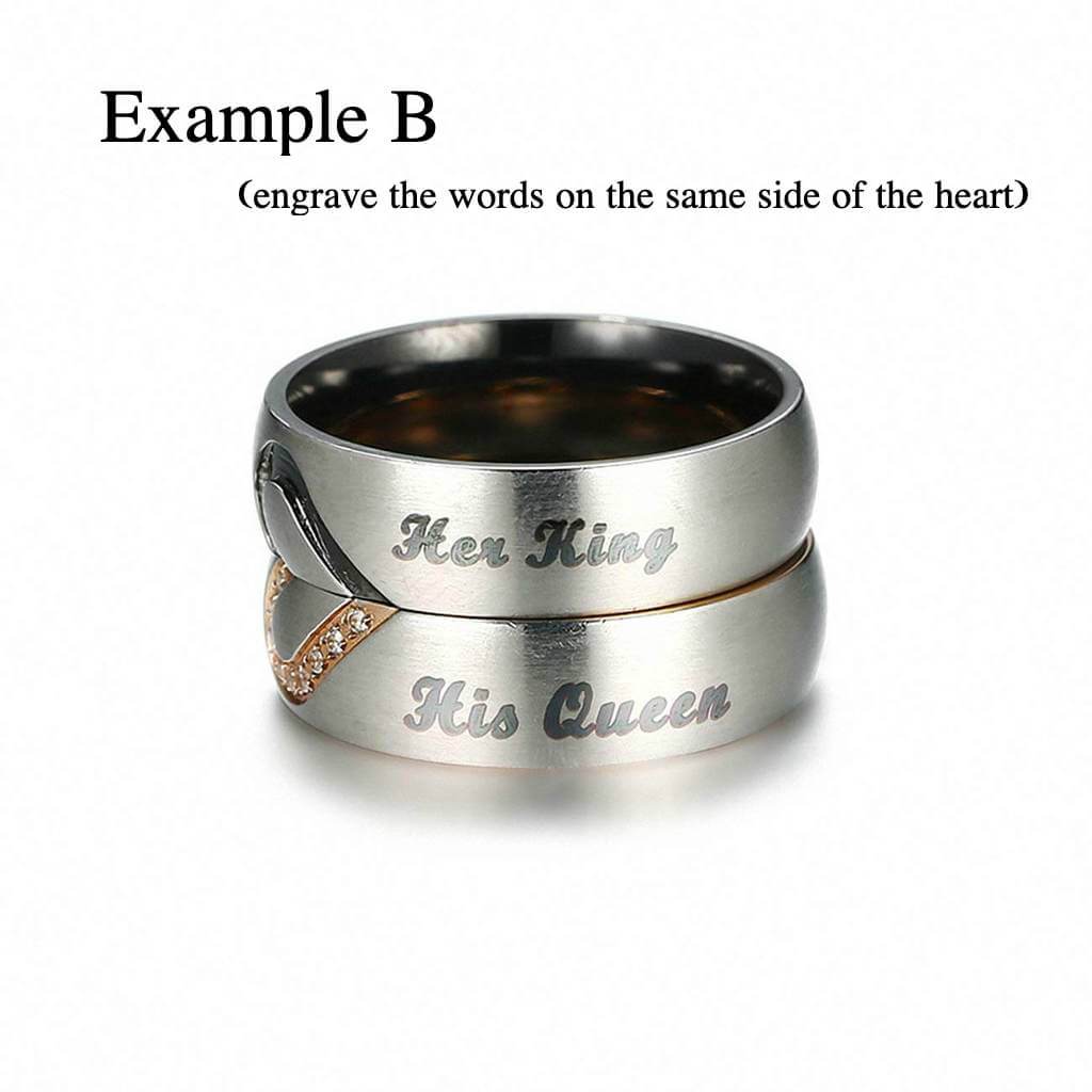 Matching Heart Promise Ring Couple Set