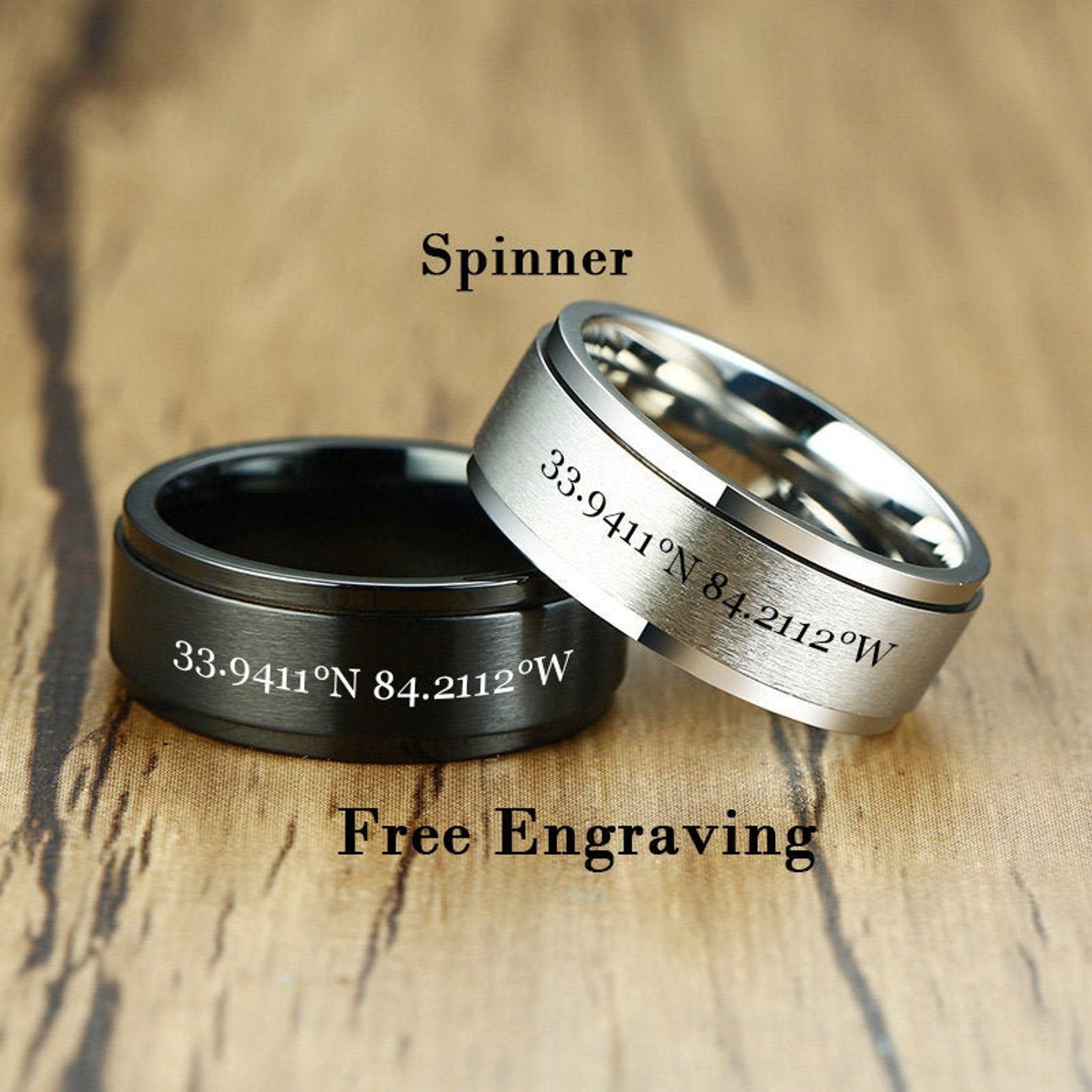 Personalized Spinner Ring with Name and Date