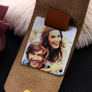 Personalized Photo Leather Keychain