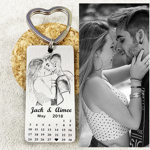 Custom Photo Calendar Keychain Best Anniversary Gift For Couple, Him/Her