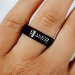 Personalized Black Couple Rings with Customized Engraving