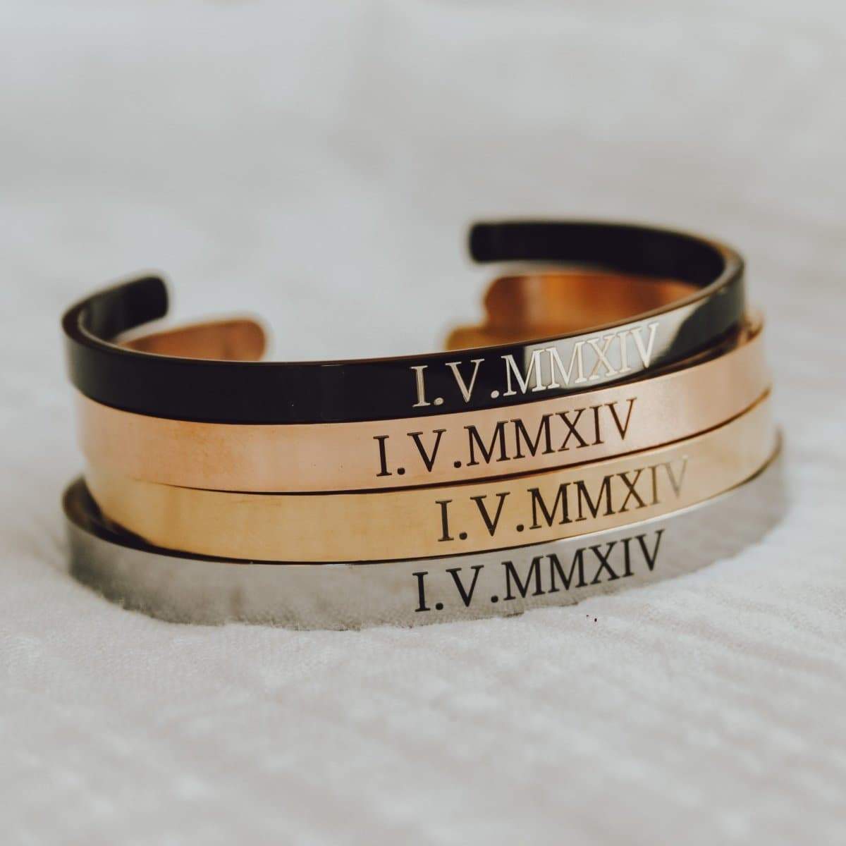 Personalized Cuff for Couples with Custom Engraving - Bracelets - Gold