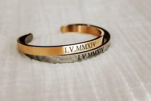 Personalized Cuff for Couples with Custom Engraving - Bracelets - Gold