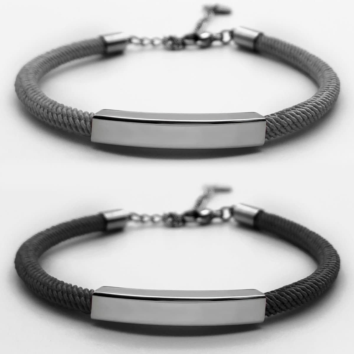 Personalized Couple Bracelets Plus Magnets - Bracelets - Grey