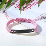 Personalized Rope Bracelets with Custom Engraving - Pink - Bracelets - Silver