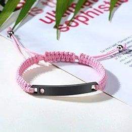 Personalized Rope Bracelets with Custom Engraving - Pink - Bracelets - Silver