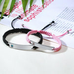 Personalized Rope Bracelets with Custom Engraving - Pink - Bracelets - Silver